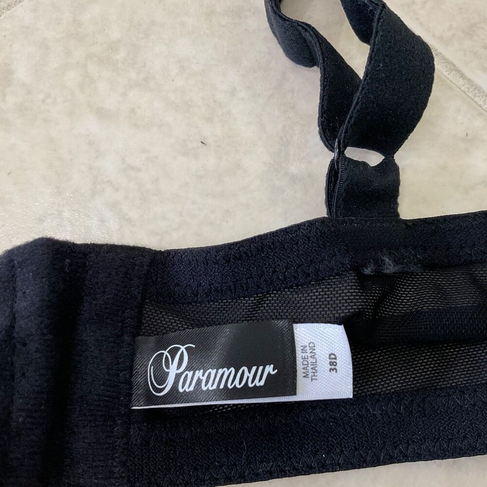 Paramour Beige Tempting Allover Lace Wire Bra 38D Black overlay 135061 - Picture 7 of 7